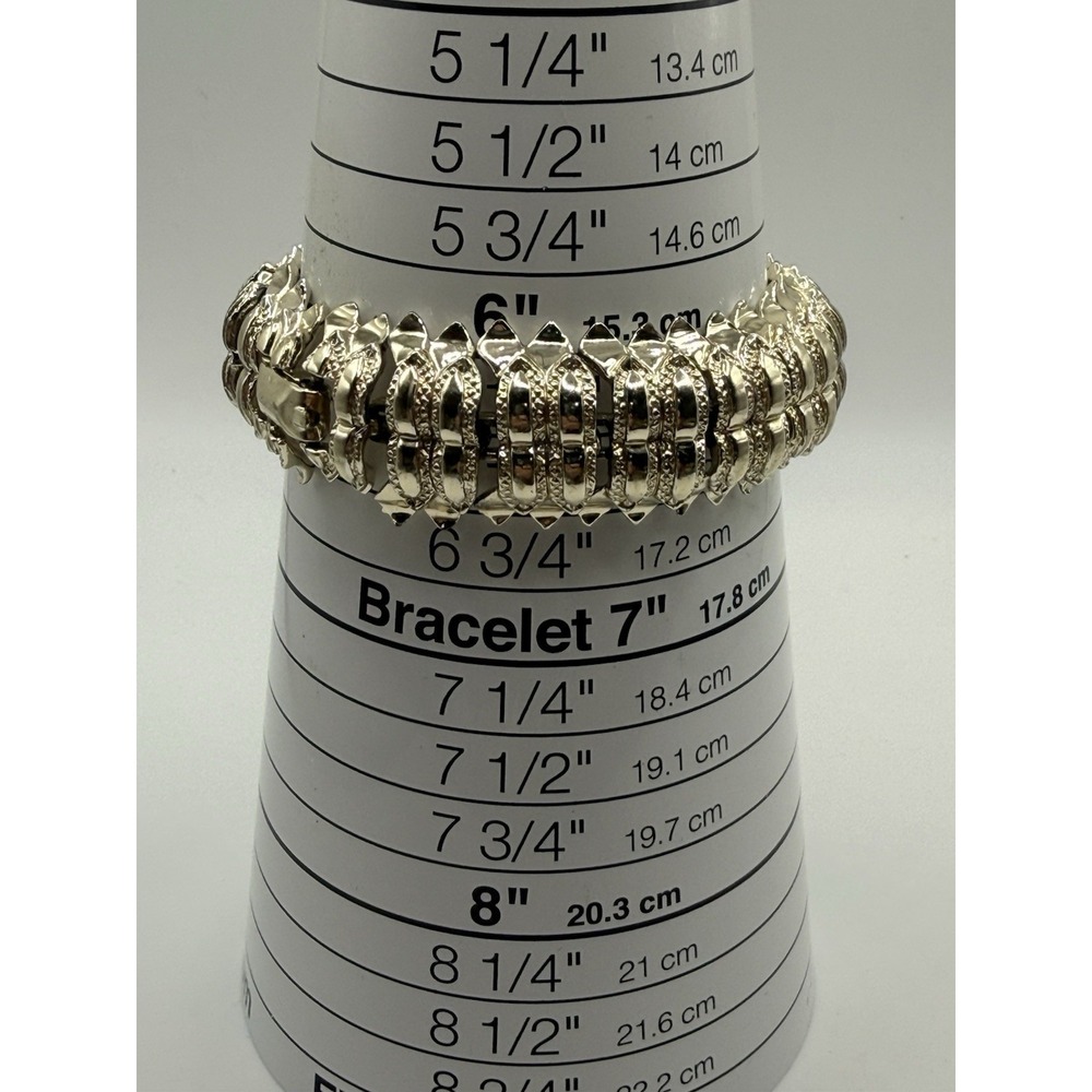 Vintage STAR Bracelet Silver Tone Chunky MCM Signed 6.5" - Picture 8 of 9